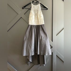 Gorgeous Party Dress Cocktail classy sequin white black asymmetrical mini NWOT